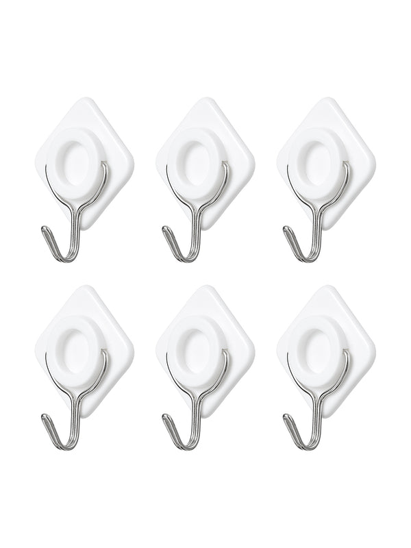 Rhombus Hook with Strong Adhesiveness 6pcs (White)