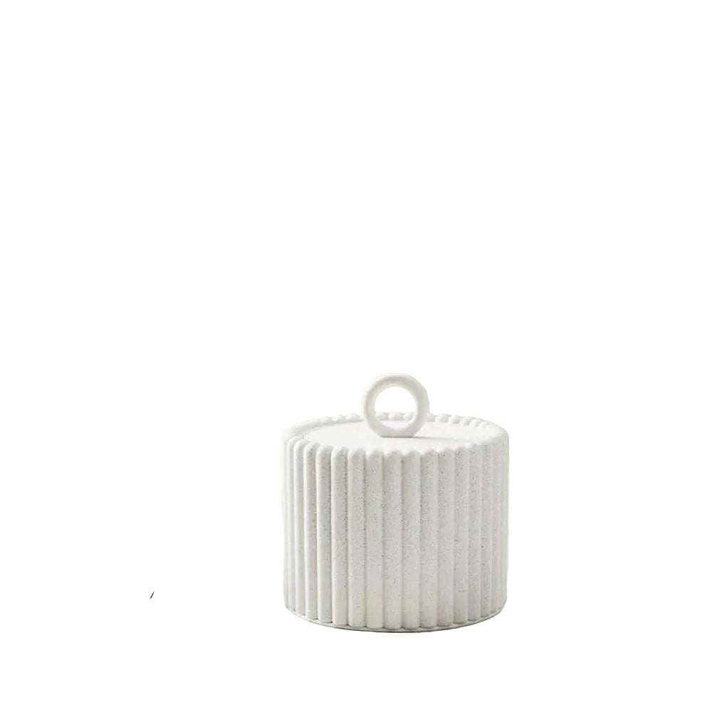 Column Pattern Lidded Storage Bin (White)