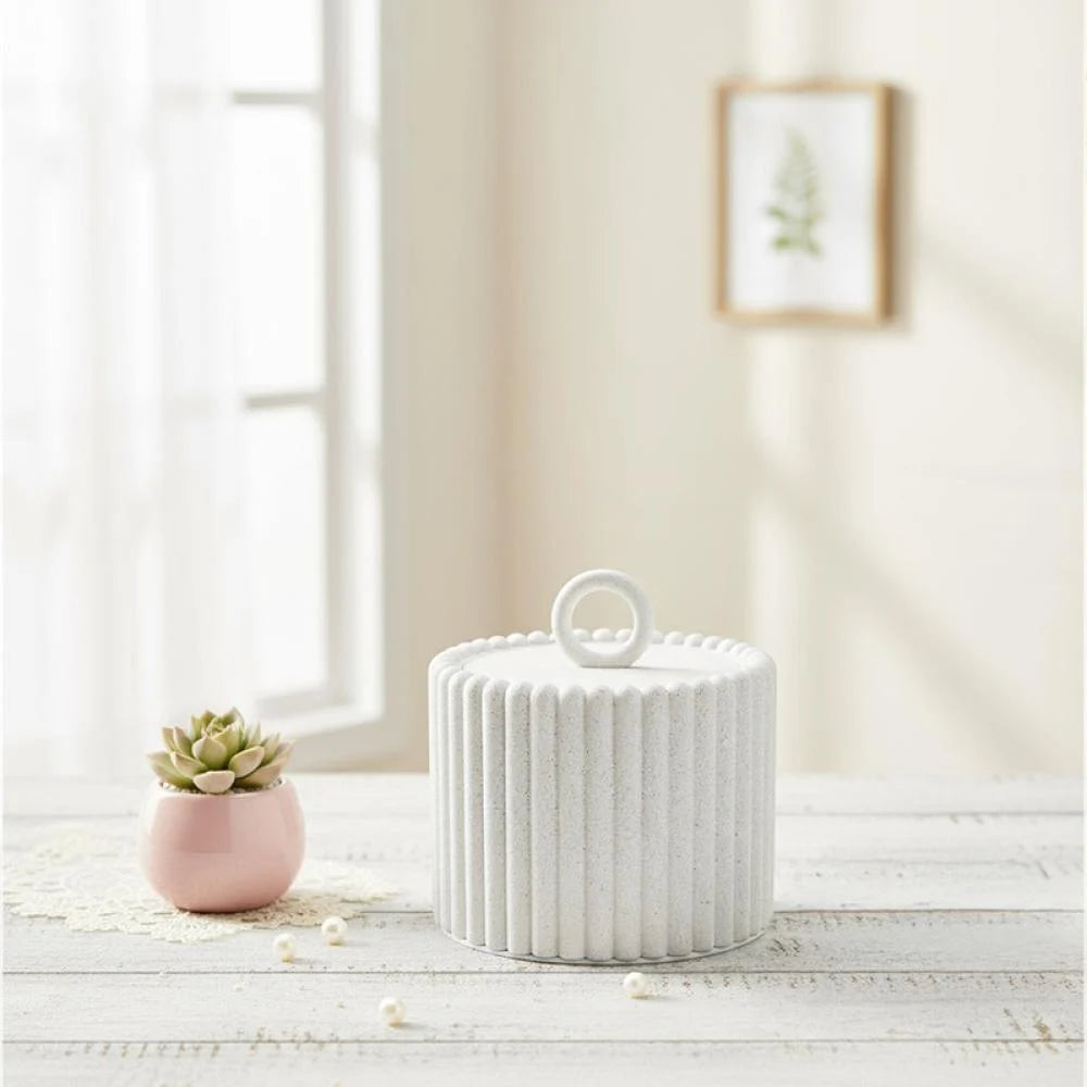 Column Pattern Lidded Storage Bin (White) Column Pattern Lidded Storage Bin (White)