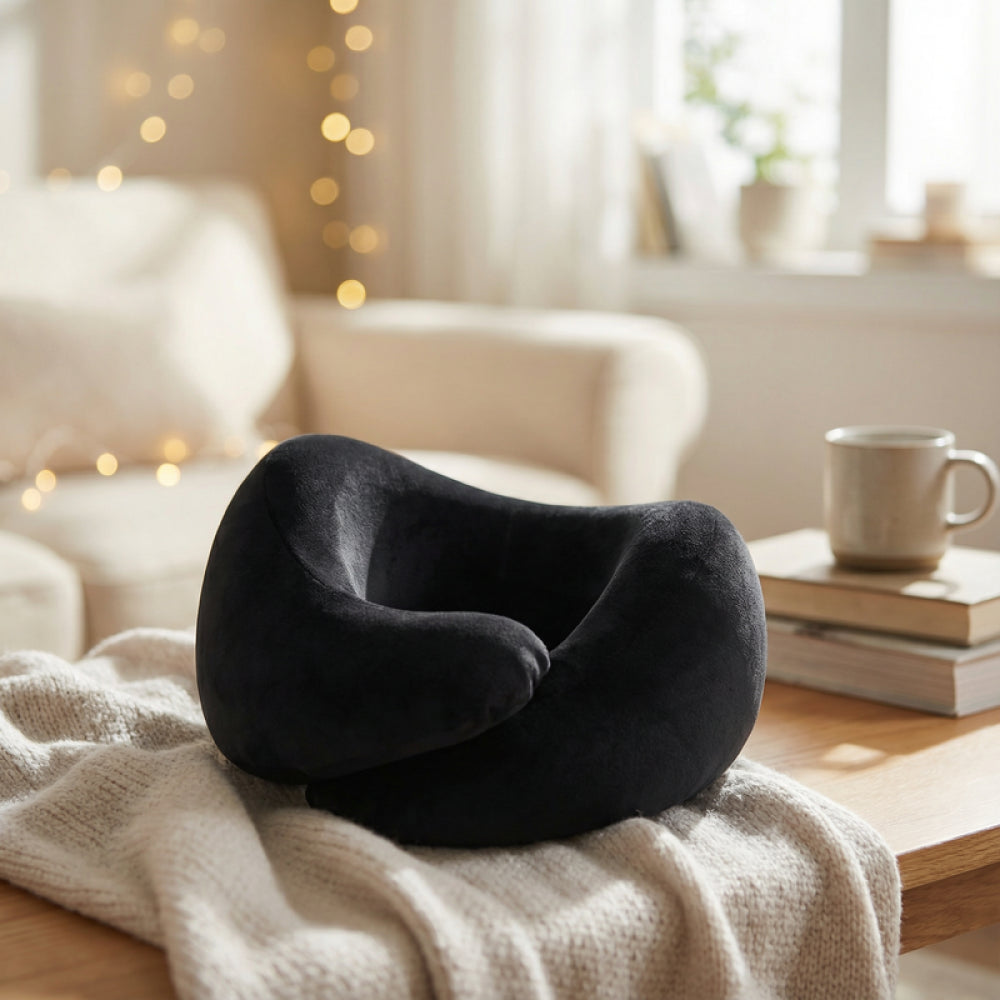 Foldable Neck Pillow with Hook(Black) Foldable Neck Pillow with Hook(Black)