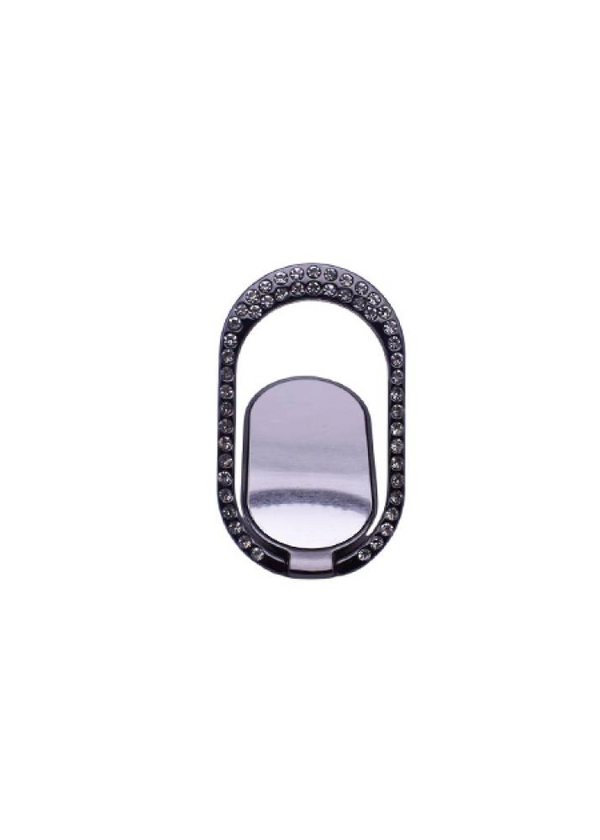Diamond-Like Series Metal Finger Ring Phone Holder (Oval Black)