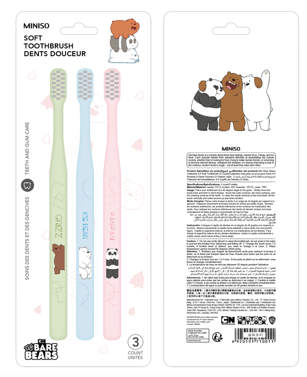 We Bare Bears Collection 5.0 Soft Toothbrush (3 Count)