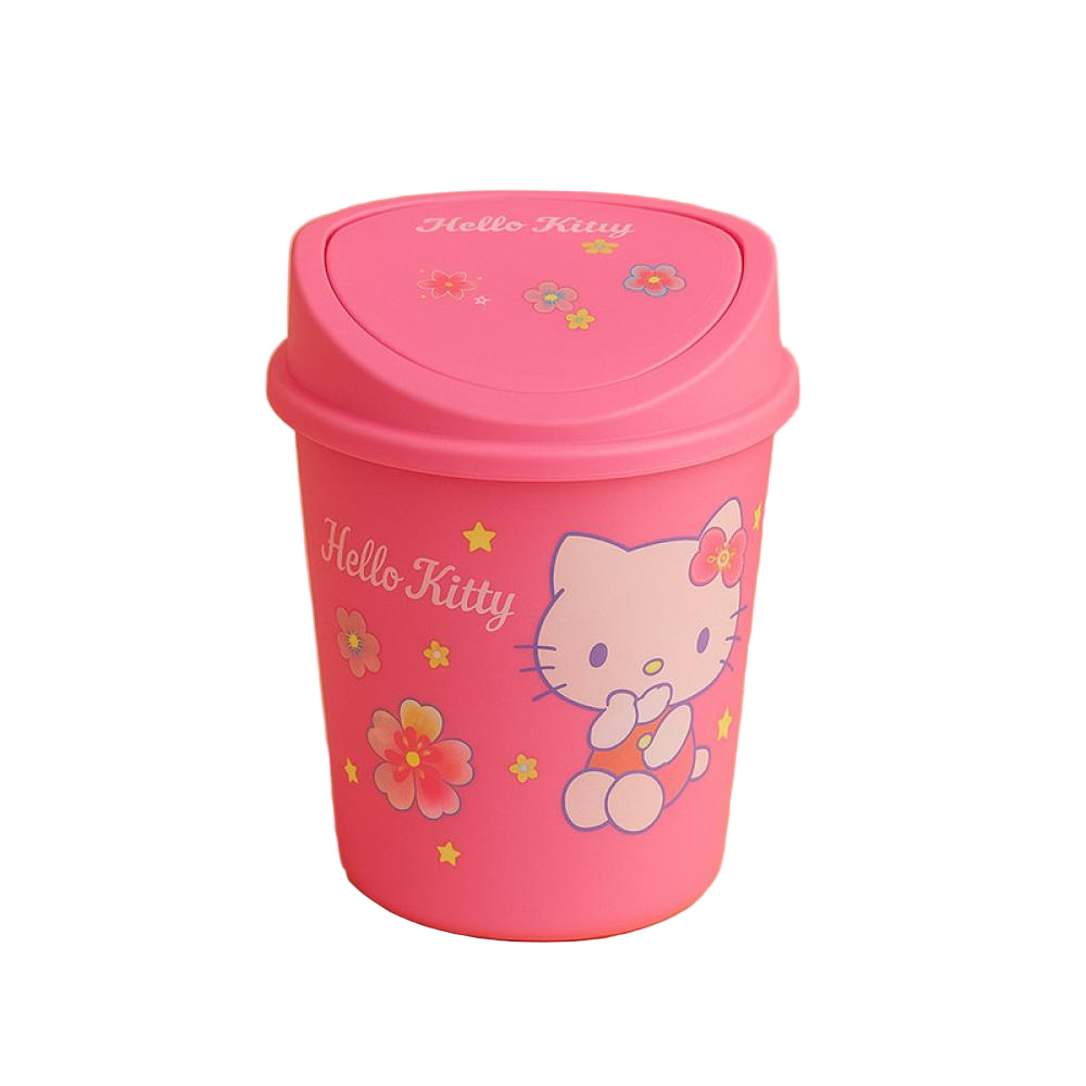 Hello Kitty Flower Language Swing Top Trash Can Hello Kitty Flower Language Swing Top Trash Can