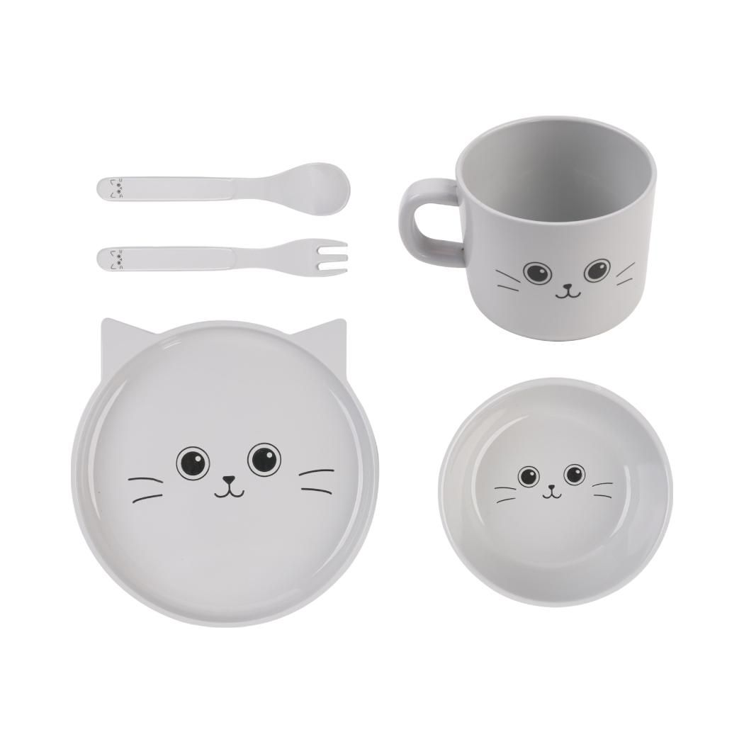 Lovely Pet 5 Pieces Cutlery Set (Gray Kitten)