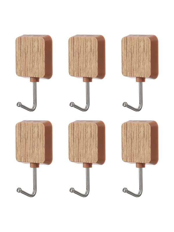 Square Imitation Wood-pattern Hook 6pcs (S)