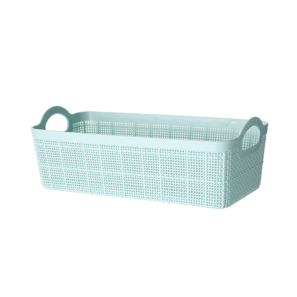 Braided Check Rectangular Storage Basket with Handles