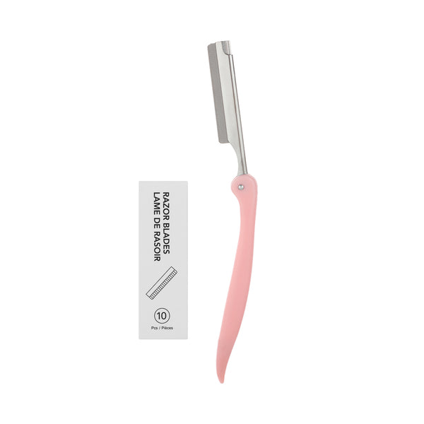 Foldable Eyebrow Razor (with 10 Blades)(Pink)