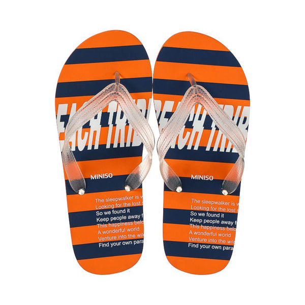 Contrast Color Striped Men＇s Flip Flops (Orange, 42-43)