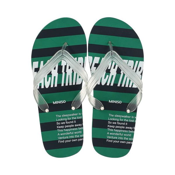 Contrast Color Striped Men＇s Flip Flops (Green, 42-43)