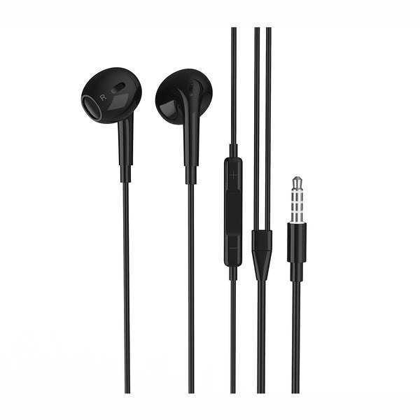 3.5 mm Charging Port Oval Shaped Half In-Ear Earphones Model: SB67 (Black)