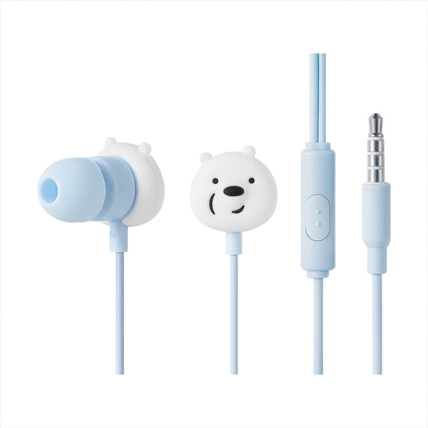 We Bare Bears Collection 4.0 In-ear Earphones with Storage Bag Model: 838?(Blue)