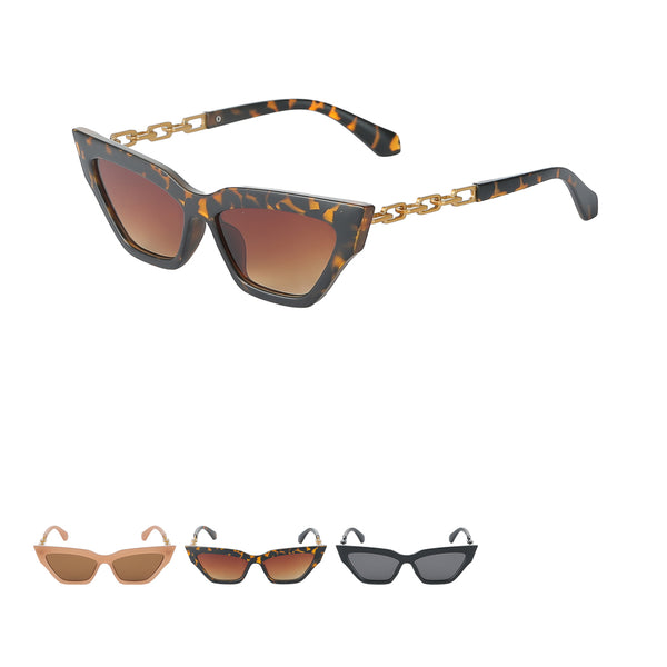 Matte Cat Eye Sunglasses with Chain