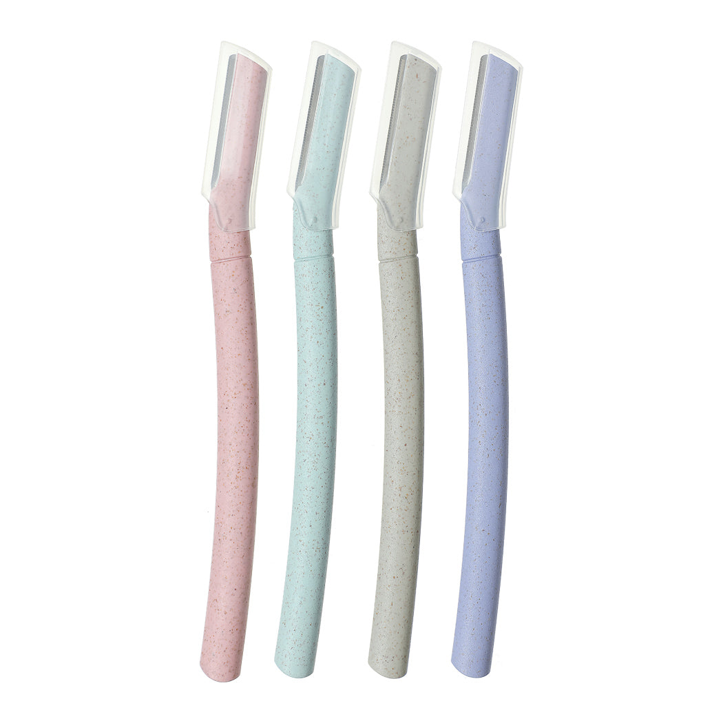 Wheat Straw Handle Precision Eyebrow Razors (4 pcs)