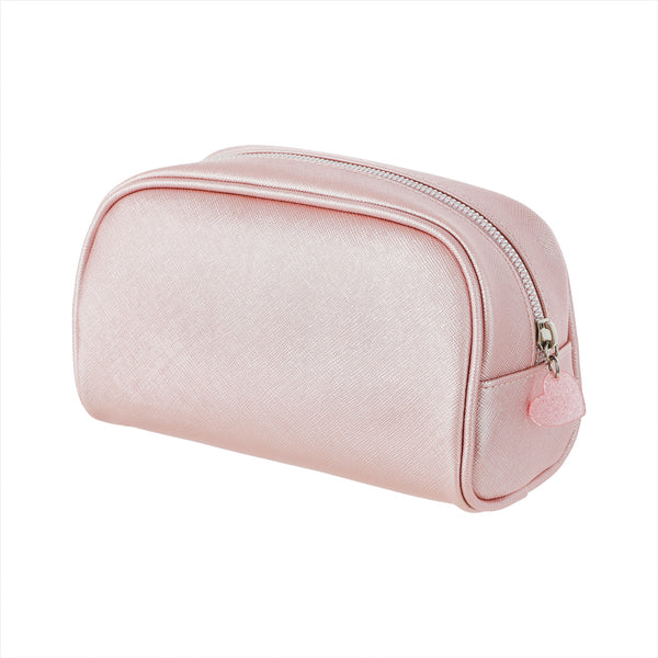 Rectangular Pearlized Pink Cosmetic Bag with Round Edge(Pink)