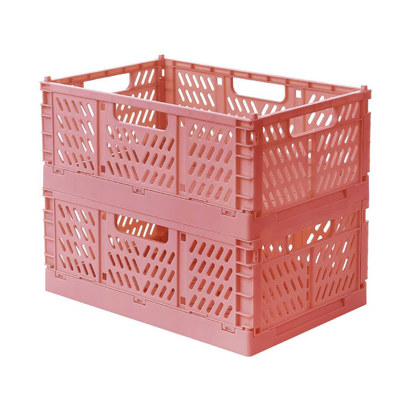 Foldable Storage Basket, M (2 pcs)(Pink)