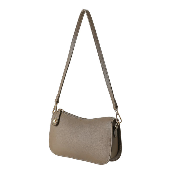 Shoulder Bag with Twist Lock(Brown)