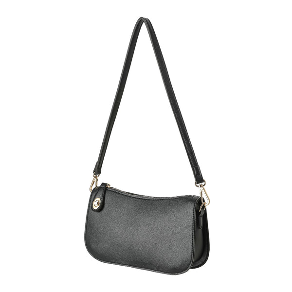 Shoulder Bag with Twist Lock(Black)