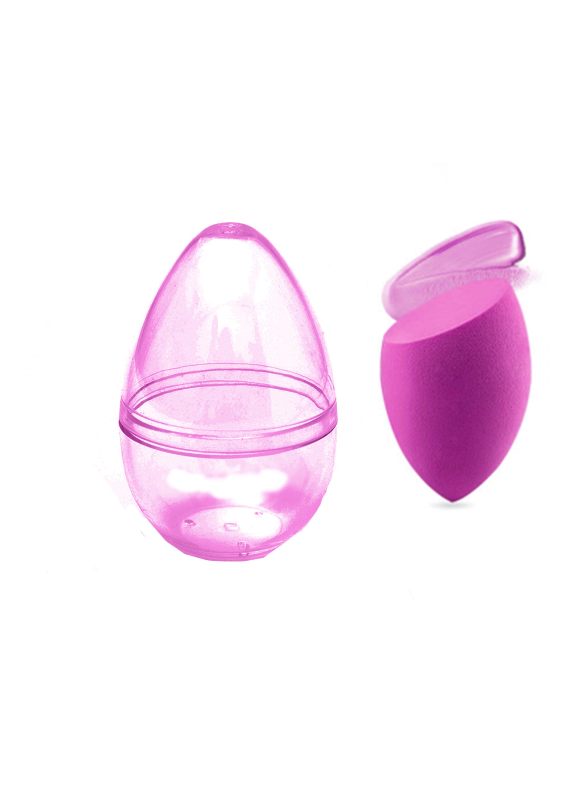 Slanted Makeup Sponge with Transparent Travel Case(Fuchsia) Slanted Makeup Sponge with Transparent Travel Case(Fuchsia)