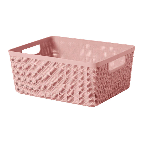 Morandi Color Series Desktop Storage Basket (L)(Pink)