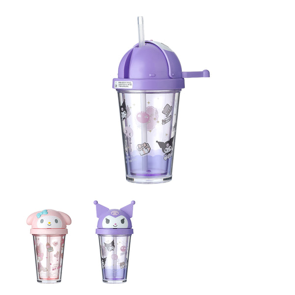 Sanrio Characters Plastic Water Bottle with Straw (320mL)