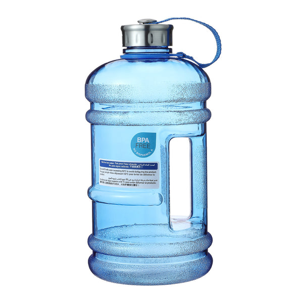 Large Capacity Plastic Cool Water Bottle with Handle and Strap for Sports, 2.2 L(Blue)