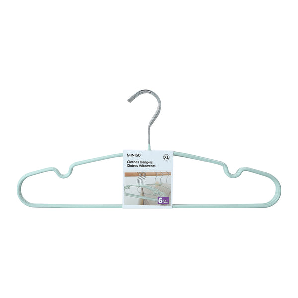 Matte Anti-Slip Clothes Hangers (6 pcs, XL)(Mint Green)