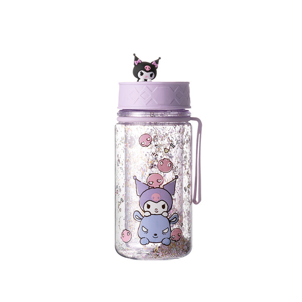 Sanrio Characters Glitter Plastic Water Bottle with Strap (300mL)