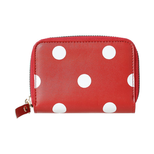 Large Capacity Dot Card Pouch(Red)