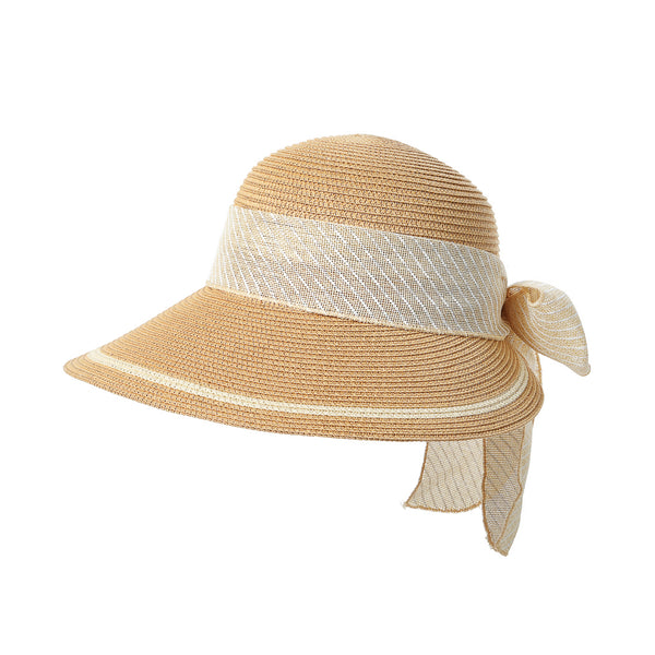 Holiday Series Thin Stripe Straw Hat (Dark Brown)