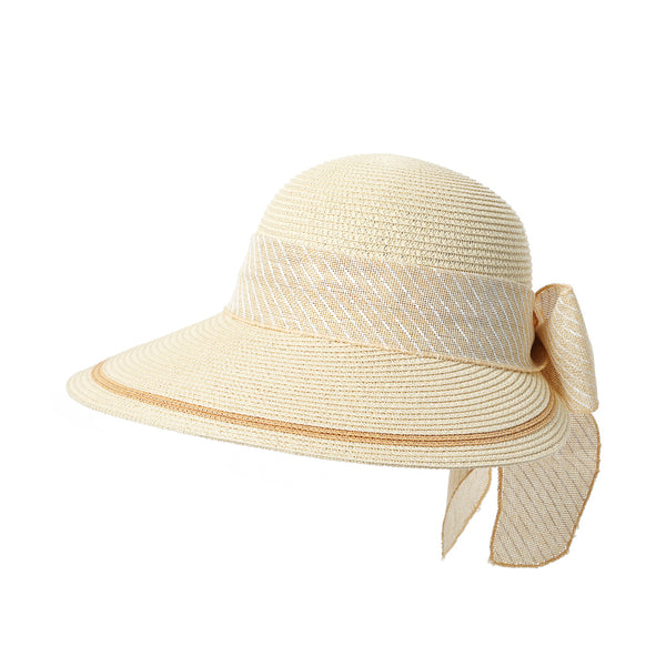 Holiday Series Thin Stripe Straw Hat (Light Brown)