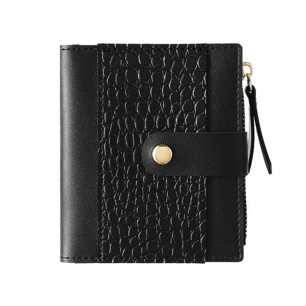 Women's Short Animal Pattern Wallet with Zipper(Black)