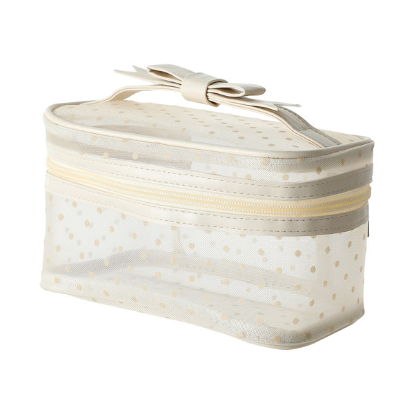 Mesh Series Dots Rectangle Cosmetic Bag(Apricot)