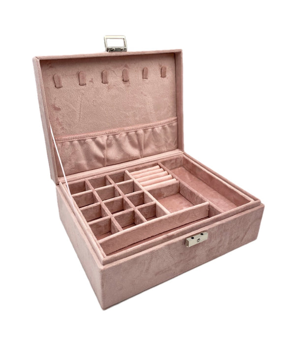 2-Layer Suede Jewelry Organizer (Pink)