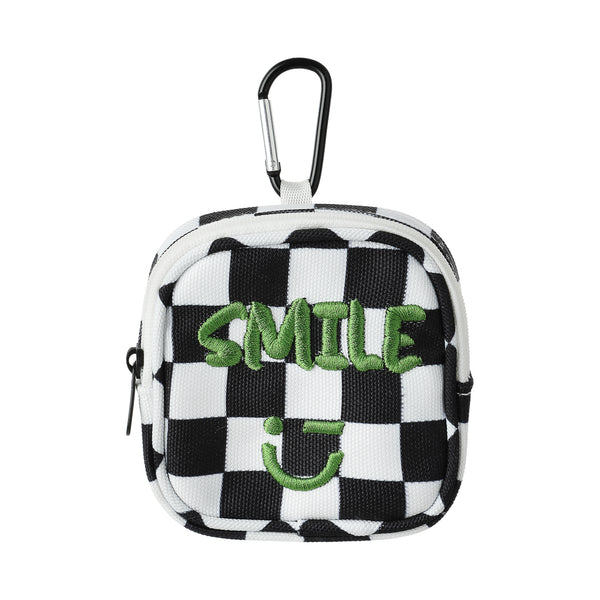 Checkered Pattern Coin Purse Keychain(Black)