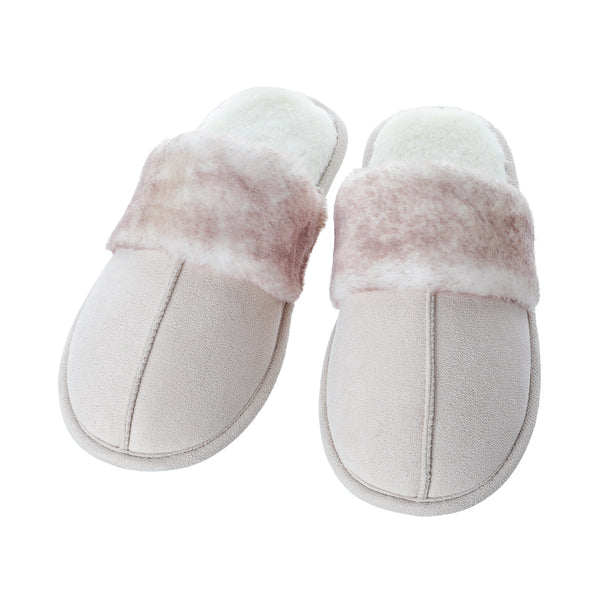 Warm Series Women?s Closed Toe Suede Fleece Plush Slippers (Light Khaki,37-38)