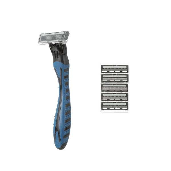 Men's 3 Blades Replaceable Razors (1 Handle & 6 Heads)