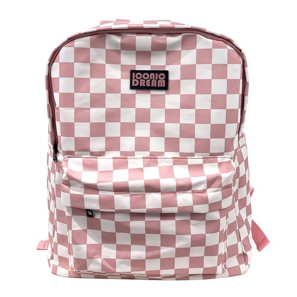 Checkered Pattern Backpack(Pink)