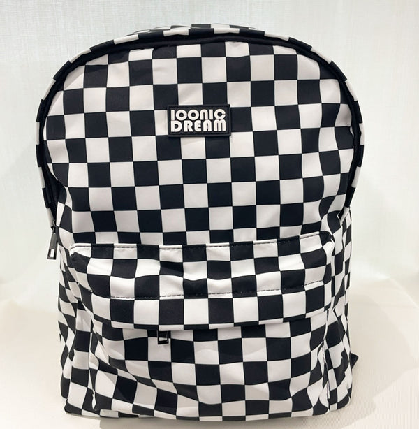 Checkered Pattern Backpack(Black & White)