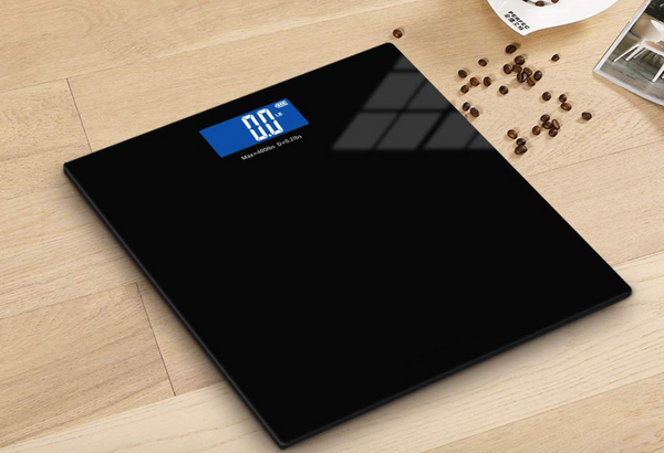 28cm Tempered Glass Digital Body Weight Scale with Temperature Display Model: SCTZC-220419(Black)