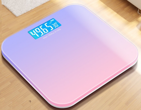 26cm Tempered Glass Digital Body Weight Scale with Temperature Display Model: SCTZC-220421(Gradient Purple)