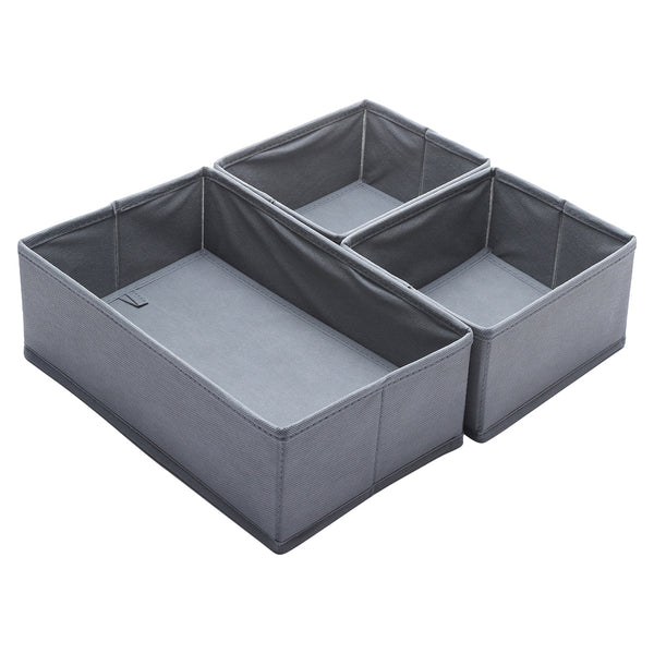 Non-woven Fabric Drawer Organizer Divider (3 pcs)(Gray)