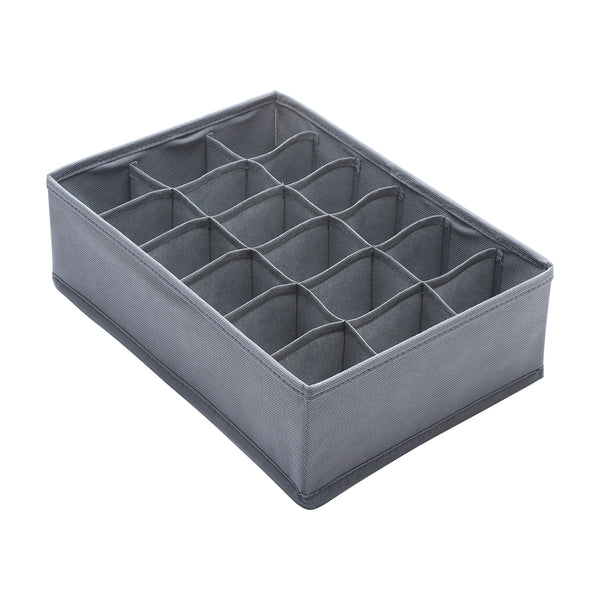 Non-woven Fabric 18-Cell Sock Drawer Organizer Divider (Gray)