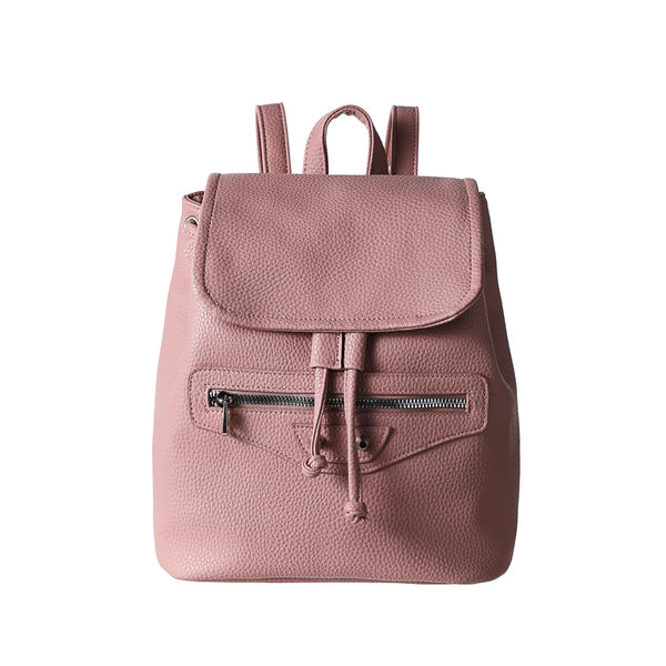 Litchi Grain Solid Color Backpack(Pink)