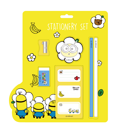 Daisy Minions Stationery Set (B) (Note Pad, Figure Sticky Notes, Pencil*2, Eraser*1, Sharpener*1) PDQ