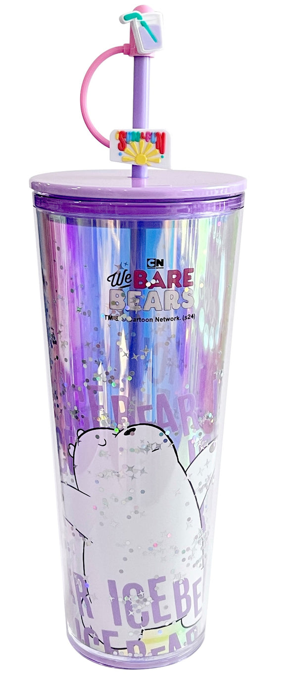 We Bare Bears Seaside Music Festival Double Wall Plastic Tumbler with Straw (800mL)(Ice Bear)