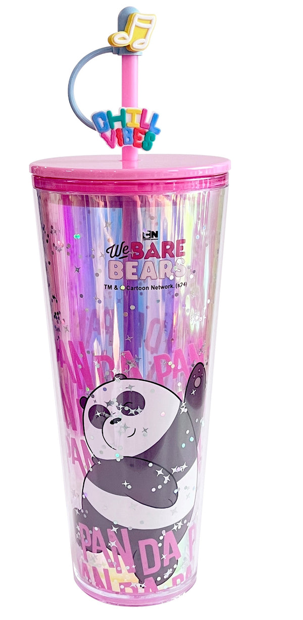 We Bare Bears Seaside Music Festival Double Wall Plastic Tumbler with Straw (800mL)(Panda)