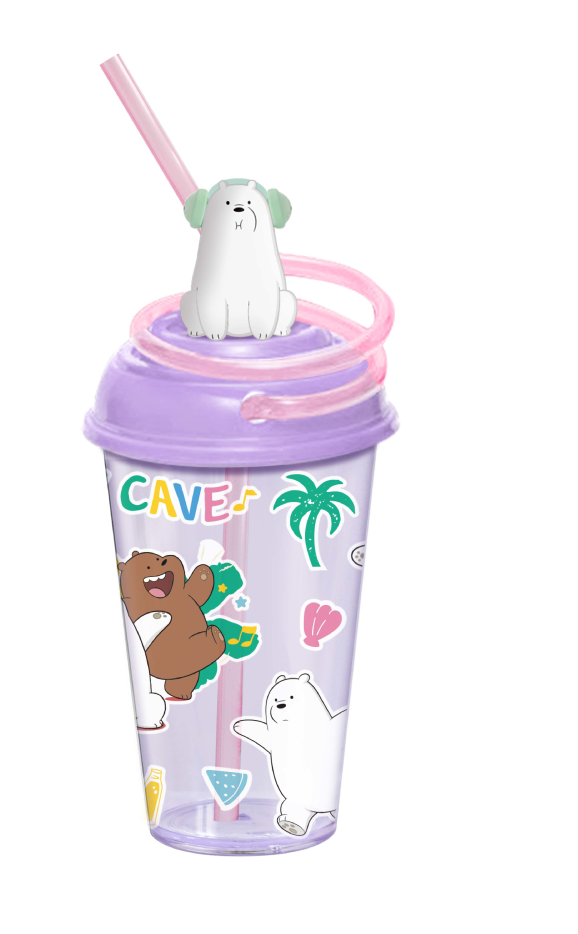 We Bare Bears Seaside Music Festival Plastic Tumbler with Swirly Straw (480mL)(Ice Bear)