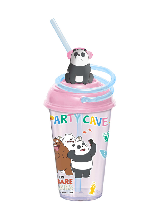 We Bare Bears Seaside Music Festival Plastic Tumbler with Swirly Straw (480mL)(Panda)