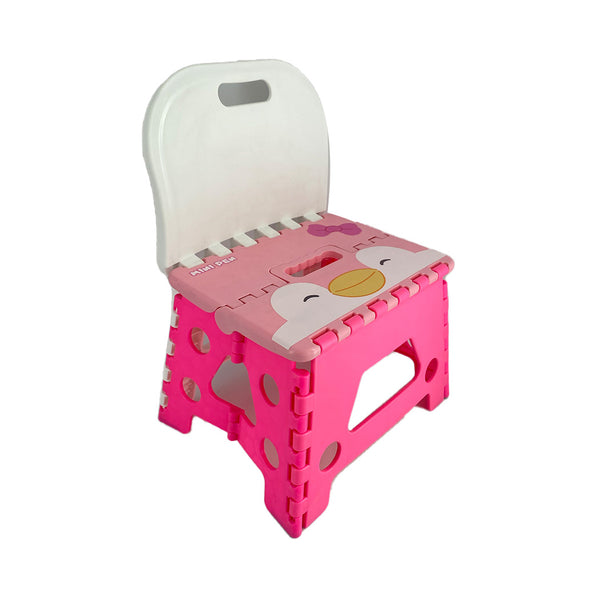 Penpen Folding Stool with Back Support (Pink)