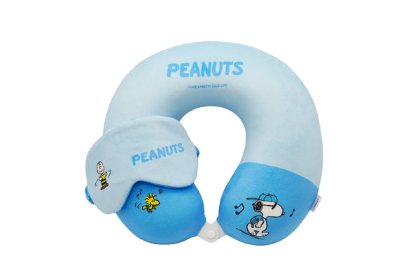 Snoopy Colorful Life Collection Memory Foam Neck Pillow with Sleep Mask